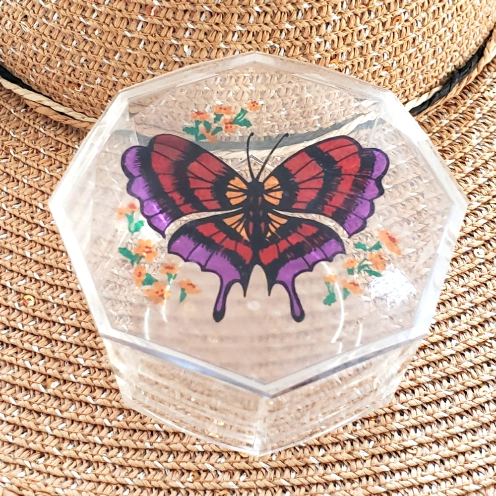 Jewelry box, resin box, hand painted butterfly